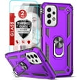 thumbnail image 1 of LeYi for Galaxy A23 5G Phone Case, Samsung Galaxy A23 5G Case with [2 Pack] Tempered Glass Screen Protectors, Heavy Duty Protective Phone Case with Magnetic Ring Stand for Samsung A23 5G, Purple, 1 of 5