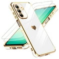thumbnail image 1 of LeYi for Galaxy A26-5G Case: with Tempered Glass Screen Protector [2 Pcs]+ Full Camera Lens Protection,Love Heart Plating Cute Luxury Soft TPU Shockproof Case for Samsung A26 5G,White, 1 of 7