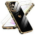 thumbnail image 1 of LeYi for Galaxy A36-5G Case: with Tempered Glass Screen Protector [2 Pcs]+ Full Camera Lens Protection,Love Heart Plating Cute Luxury Shockproof Case for Samsung A36 5G, Cute Present for Mom, Black, 1 of 7