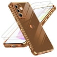 thumbnail image 1 of LeYi for Galaxy A36-5G Case: with Tempered Glass Screen Protector [2 Pcs]+ Full Camera Lens Protection,Love Heart Plating Cute Luxury Shockproof Case for Samsung A36 5G, Cute Present for Mom, Brown, 1 of 7