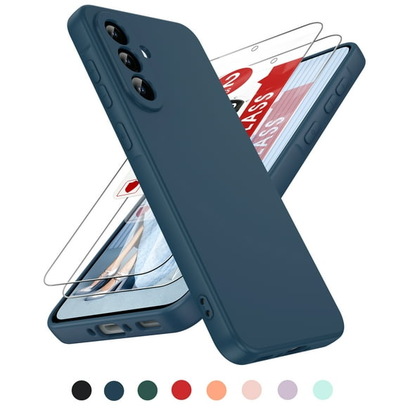 LeYi for Galaxy A36 5G Phone Case: Samsung A36 5G Case with 2 Pack Tempered Glass Screen Protector, Soft Liquid Silicone Shockproof Anti-Scratch Phone Case for Galaxy A36, Blue