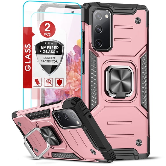 LeYi Galaxy S20 FE Case with 2 Glass Screen Protectors & Kickstand, Rose Gold