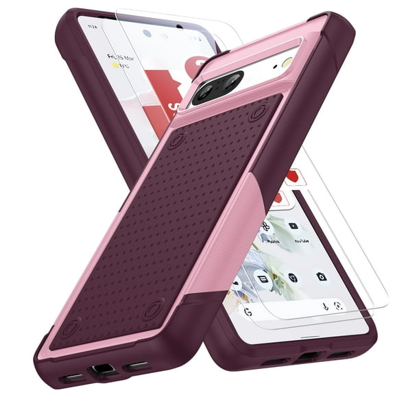 LeYi for Google Pixel 7 Case with 2 Pack Screen Protectors, 4 Corners with Airbags, Non-Slip Textured Grip Bumper Support Wireless Charging Military Drop Resistant Pixel 7 Case - Pink