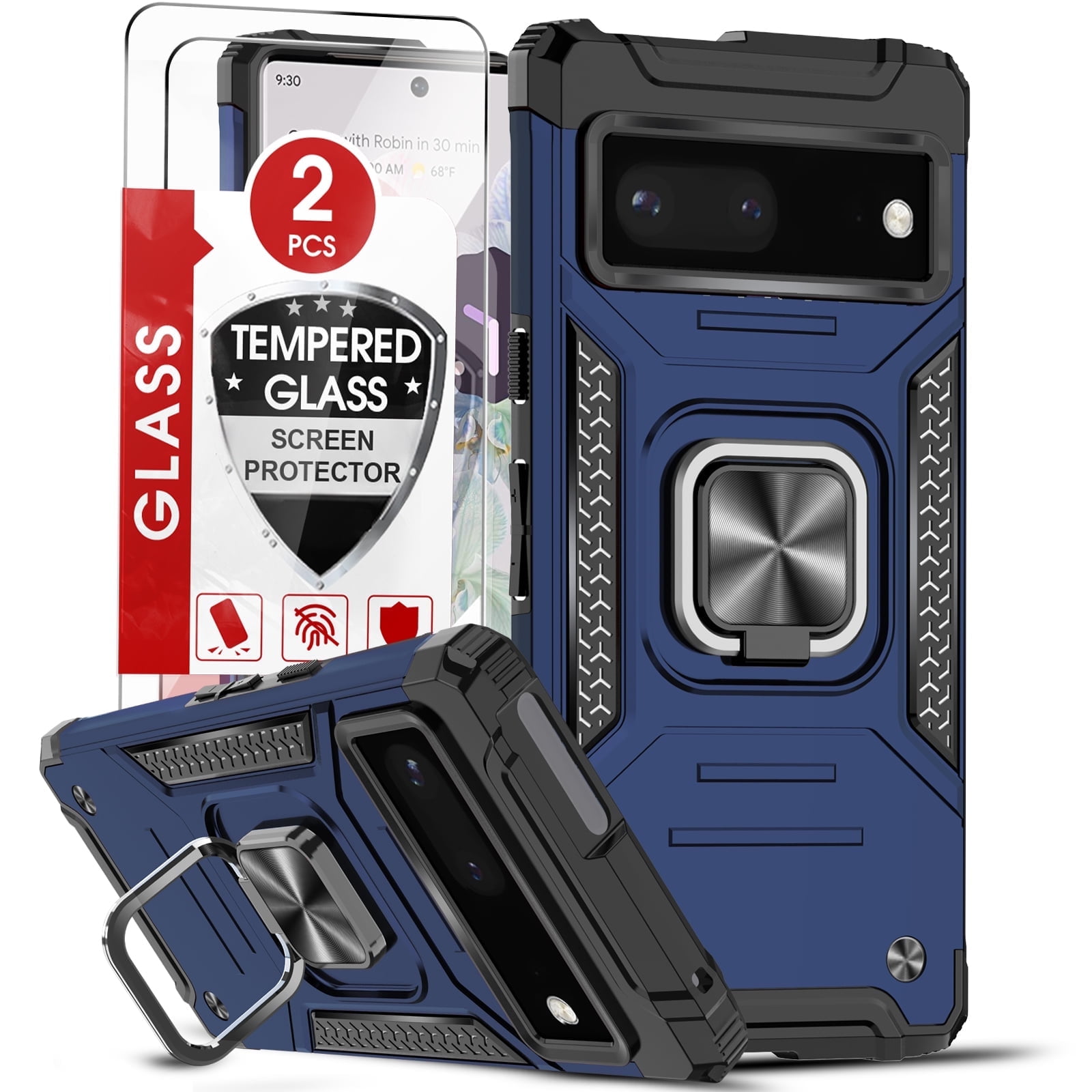 LeYi Compatible for Google Pixel 8 Case: Tempered Glass Screen Protector 2  Pack, Blue