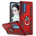 thumbnail image 1 of LeYi Motorola Edge 5G UW Phone Case, Moto Edge 2021 Case[Military-Grade] Metal Protective Case with Ring Kickstand for Moto Edge 5G UW 2021 - Red, 1 of 7