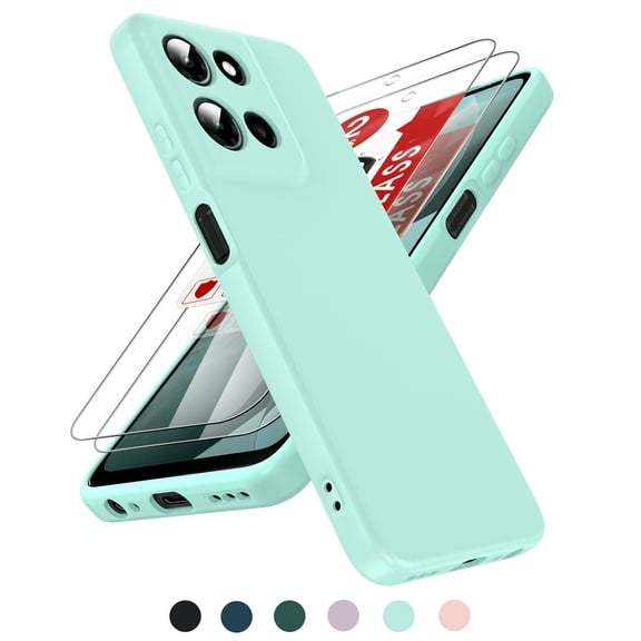 LeYi for Motorola Moto G 5G 2025 Case:【𝐍𝐨𝐭 𝐅𝐢𝐭 𝐆 𝐏𝐨𝐰𝐞𝐫】 Moto G 2025 Case with Screen Protector 2Pcs, Full-Body Soft Liquid Silicone Slim Phone Case for Moto 5G 2025, Light Cyan