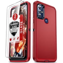 LeYi for Motorola Moto G Play 2023 Phone Case with 2 PCS Screen Protector, Heavy Duty 3 in 1 Phone Case Moto G Play 2023, Military Grade Shockproof Phone Cover for Motorola G Play 2023 (Red Black)