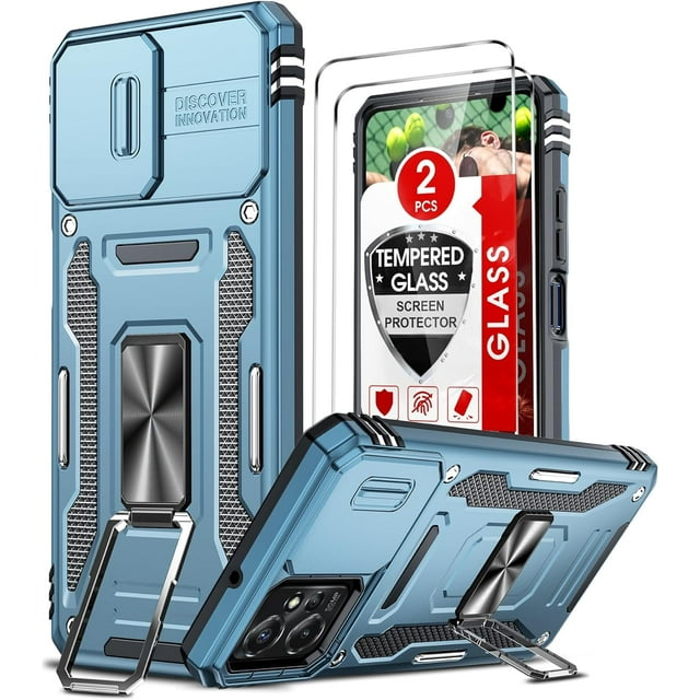LeYi Back Cover Cell Phone Case with Slide Camera Cover for Moto G Power 5G 2023, Light Blue