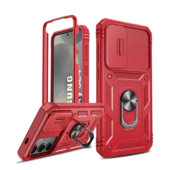 LeYi for S24 Plus 5G Case, Galaxy S24 Plus Case with Slide Camera Cover, 360 Full Body Military-Grade Phone Case with Kickstand for Samsung Galaxy S24 Plus, Red