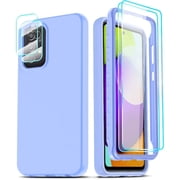 LeYi for Samsung A52 Case, Galaxy A52 5G Case with [2 x Tempered Glass Screen Protector & Lens Protector], Full-Body Shockproof Soft Liquid Silicone Protective Case for Galaxy A52 5G, Violet