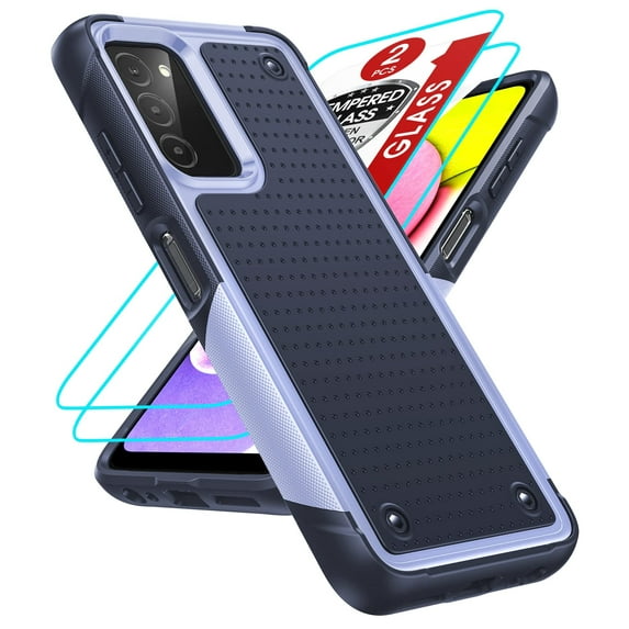 LeYi for Samsung AO3S Case with Samsung Galaxy AO3S Screen Protector 2 Pack, Heavy Duty Protectiv Elephant Full Body Dual Layer Design Covers for AO3S Phone, Purple