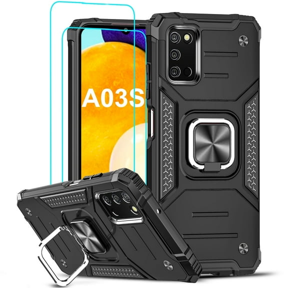 LeYi for Samsung Galaxy A03S Case (Not A03), 2 x Screen Protector, Shockproof Drop Test Cover, Black