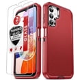 thumbnail image 1 of LeYi For Samsung Galaxy A14 5G Case, A14 Case with [2 Pack] Tempered Glass Screen Protectors, 3 in 1 Full Body Shockproof Rubber Dustproof Rugged Defender Protection Case Galaxy A14 5G, Red/Black, 1 of 7