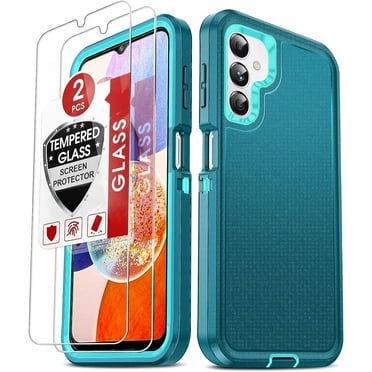 LeYi For Samsung Galaxy A14 5G Phone Case, A 14 5G Case with [2 Pack] Tempered Glass Screen Protectors, 3 in 1 Full Body Shockproof Rubber Dustproof Rugged Defender Protection funda Cover A14, Teal