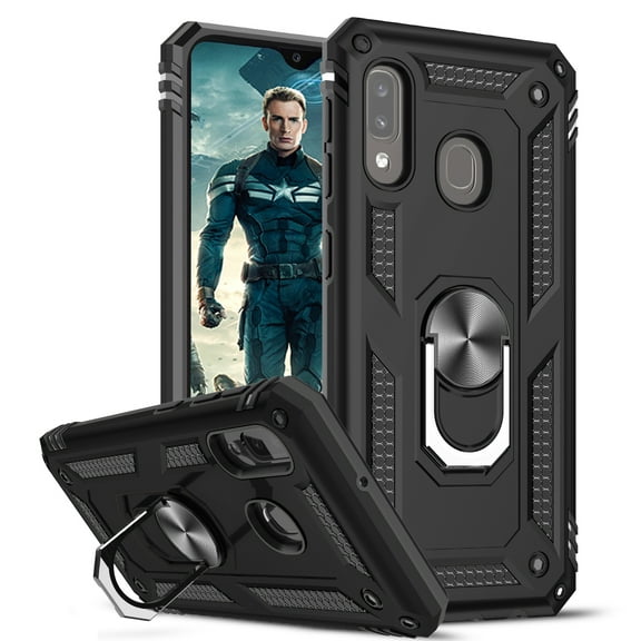 LeYi for Samsung Galaxy A20/A30 Case [Military Grade Drop] Heavy Duty Silicone Rugged Shockproof Protective Cover for Samsung A20/A30 Phone Case with Ring Kickstand Hard(Not Fit A20S), Black