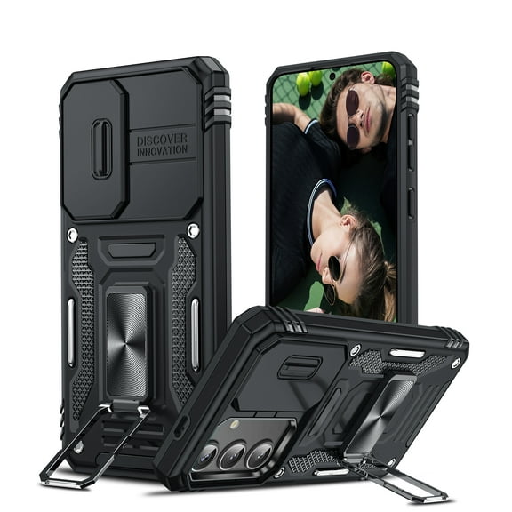 LeYi for Samsung Galaxy S24 Plus Case, Slide Camera Cover Protection,Military Grade Shockproof,Black