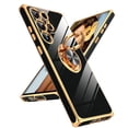 thumbnail image 1 of LeYi For Samsung Galaxy S23 Ultra 5G Phone Case: With 360° Rotatable Ring Mount Magnetic Stand, Rose Gold Plated Edge Protection Samsung S23 Ultra 5G Phone, Black, 1 of 6