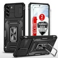 thumbnail image 1 of LeYi for Samsung Galaxy S21 FE Case, 2 Pack Screen Protector, Slide Camera Cover Protection, Black, 1 of 2