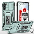 thumbnail image 1 of LeYi for Samsung Galaxy S21 FE Case, 2 Pack Screen Protector, Slide Camera Cover Protection, Green, 1 of 9