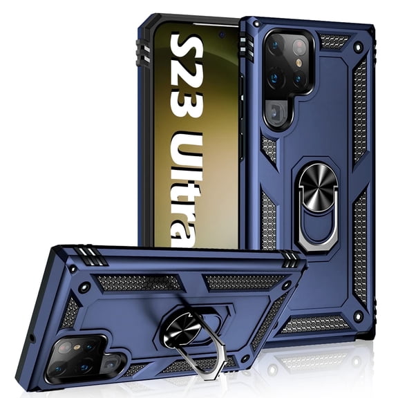 LeYi for Samsung S23 5G Ultra Cover Military Grade Shockproof Heavy Duty Protective, Blue