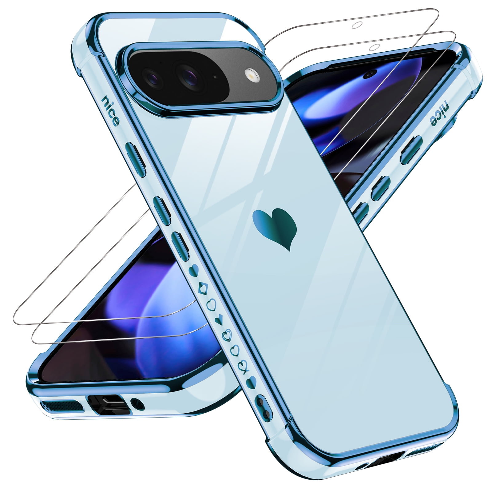 LeYi Cover per Google Pixel 9 / Pixel 9 Pro con 2 x Pellicola Vetro Temperato, Custodia con Protezione Fotocamera [Slidable] Anello Supporto TPU Bumper Case per Pixel 9/9Pro 6.3 Pollice, Rosso
