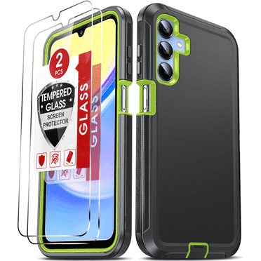 LeYi For Samsung Galaxy A15 5G Phone Case with Screen Protector 2-Pack 3-in-1 Rugged Case, Grey