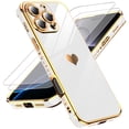 thumbnail image 1 of LeYi For iPhone 16 Pro Case: Soft Cute, Tempered Glass Screen Protector 2 Pcs, White, 1 of 7