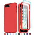 thumbnail image 1 of LeYi For iPhone 7 Plus and iPhone 8 Plus Case with [2 x Tempered Glass Screen Protector] for Men Boys, Full-Body Shockproof Soft Silicone Protective Phone Cover Case for iPhone 6s/6 Plus, Red, 1 of 7