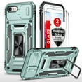 thumbnail image 1 of LeYi iPhone 8 Case, iPhone 7 Case, iPhone SE 2022 Case with Screen Protector [2 Pack], [Slide Camera Cover Protection] Military Grade Shockproof Full Body Protective Cover for iPhone 8/7 Case - Green, 1 of 6