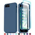 thumbnail image 1 of LeYi for iPhone 8 Plus Case, iPhone 7 Plus Case with [2 x Glass Screen Protector] for Men Women, Full-Body Shockproof Soft Silicone Hybrid Protective Phone Cover Case for iPhone 6s/6 Plus, Blue, 1 of 8
