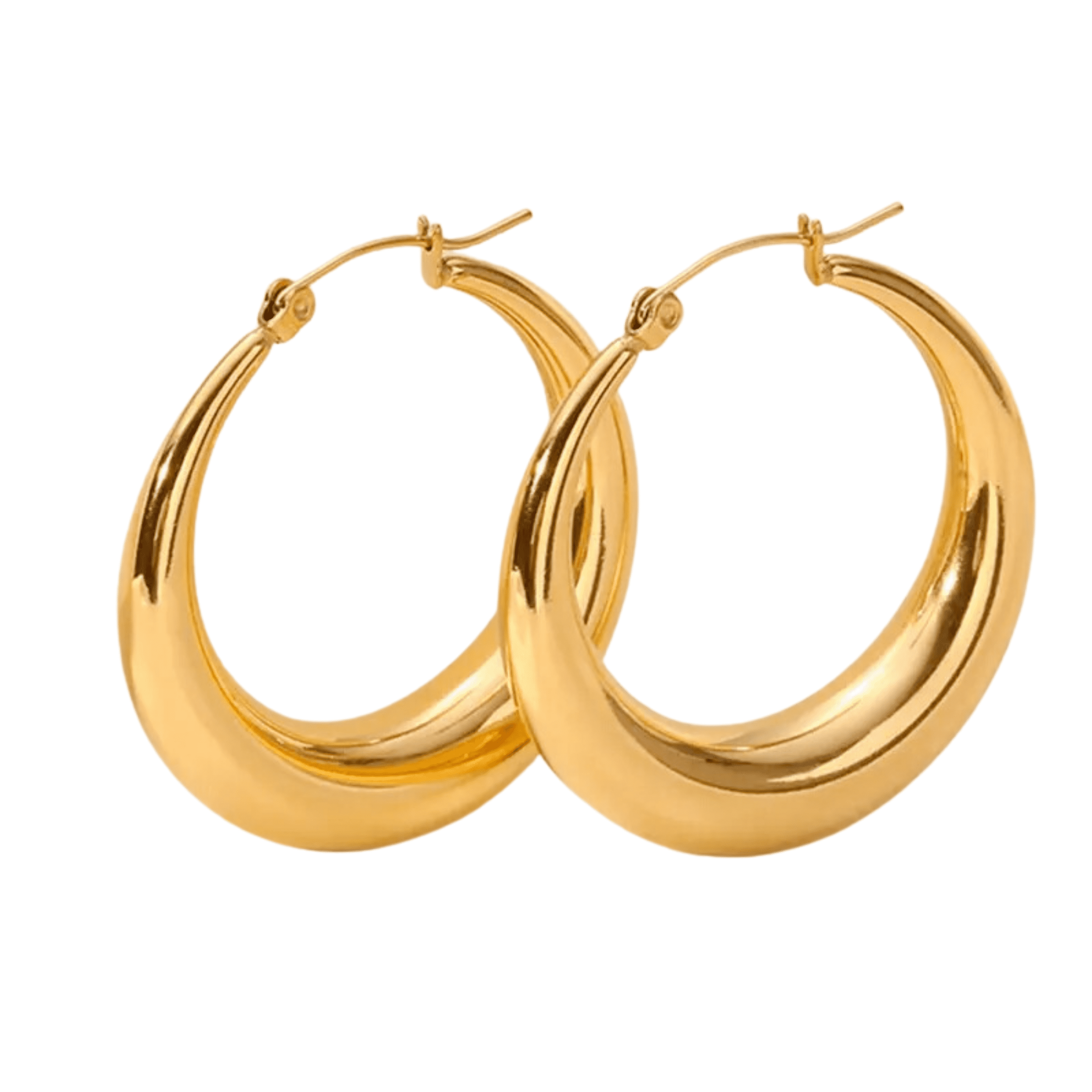 Lea Moda Gold Hoop Earrings, 18K Gold Plated Chunky Hoop Earrings for