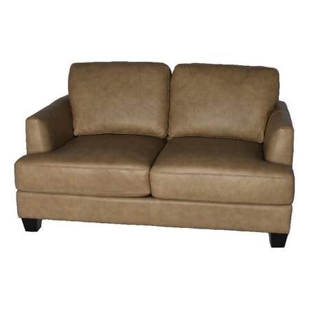 Lea Unlimited Rowan Traditional Leather Loveseat in Ecru Beige