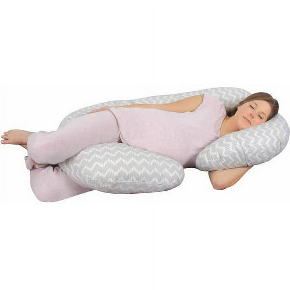 Leachco Total Body Pregnancy Pillow Designed by Registered Nurse and Mom With a Non-Removable Cover - Chevron Gray