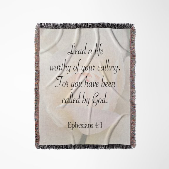 Lead A Life Worth Of Your Calling Bible Verse On Pastel Rose Photo., Woven Blanket