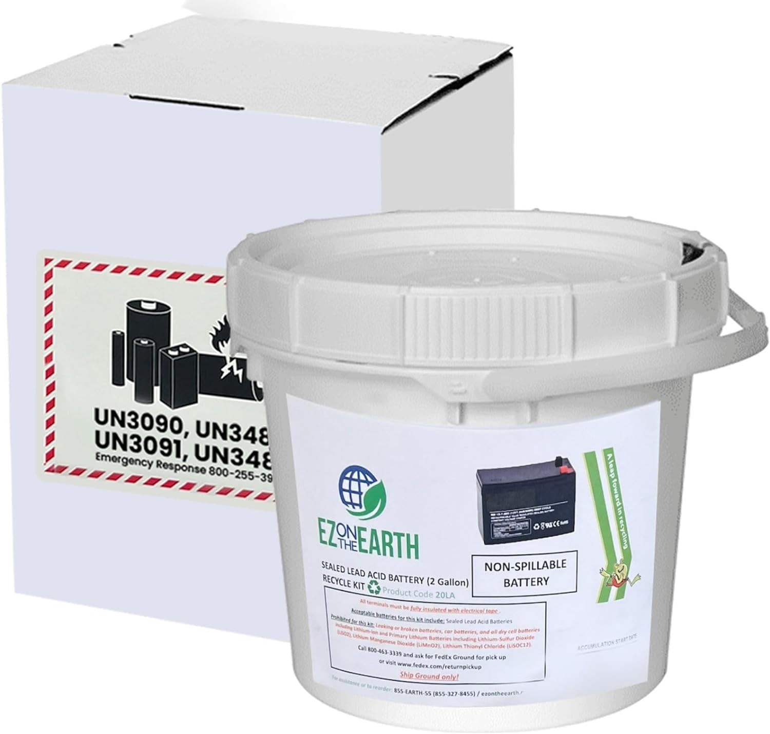 Lead Acid Battery Recycling Kit 2.0 Gallon Battery Recycling Pail