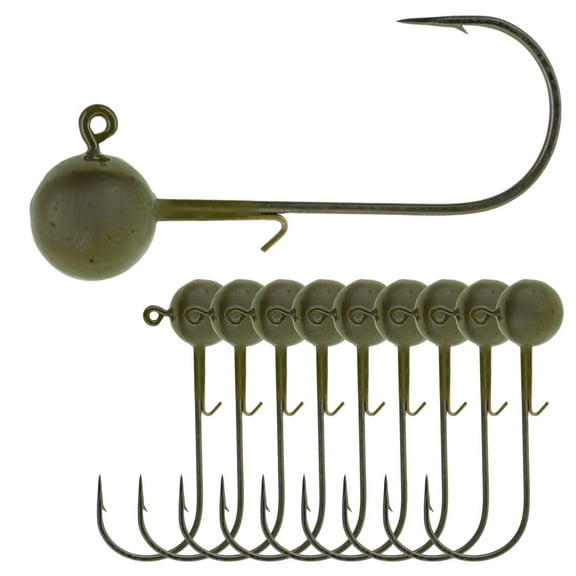 Lead Ball Jigs: 1/8 oz. 10pk- Green Pumpkin