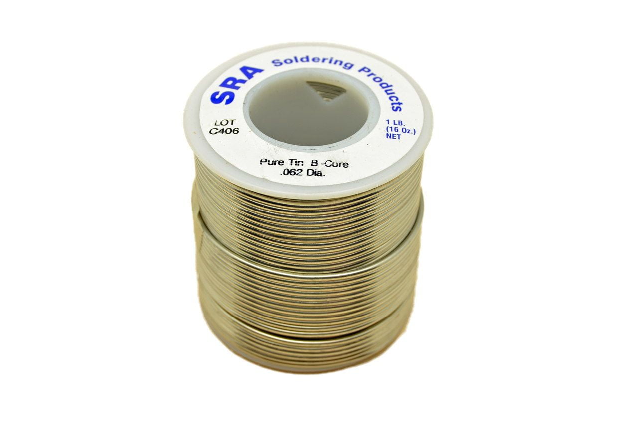Lead Free Acid Flux Core Solder, Pure Tin .062Inch, 1Pound Spool