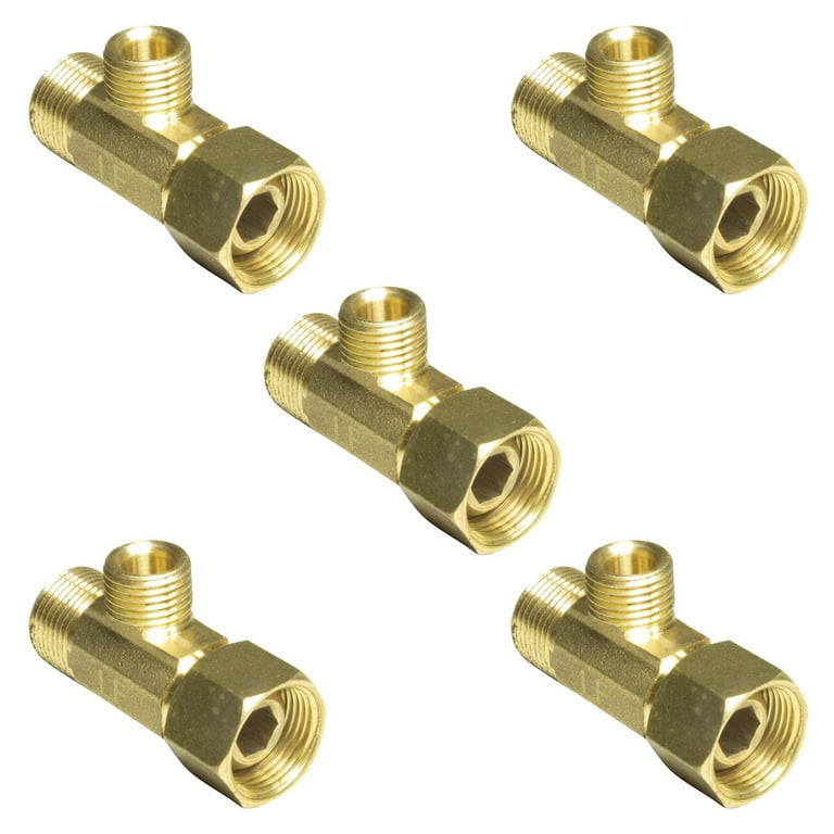 Lead Free Brass Angle Stop Add-A-Tee Valve 3/8 Compression Inlet