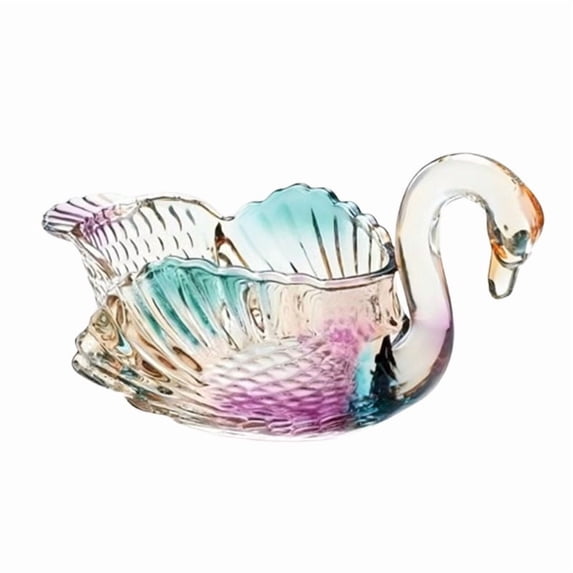 Lead-Free Crystal Swan Bowl with Embossed Detailing, Decorative Centerpiece for Table Display and Candy Serving, Elegant Home Decor Piece for Living Room and Office Settings
