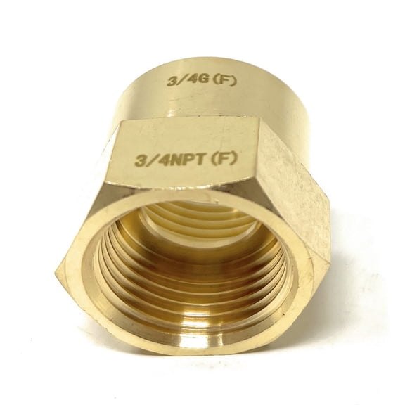 Lead-Free G Thread (Metric BSPP) Female to NPT Female Adapter - 3/4" x 3/4"