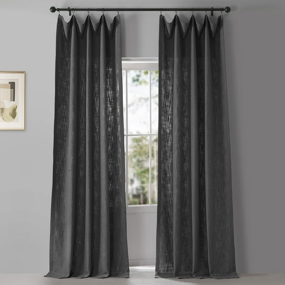Lead Grey Belgian Heavy Faux Linen Curtain (1 Panel), 50W X 84L