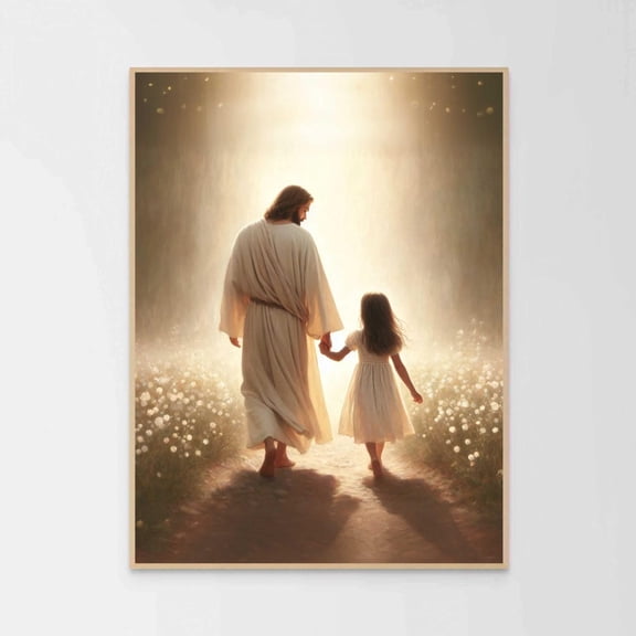 Lead Me Lord Jesus With Girl Christian Wall Art, Unframed Paper Print Size 8x12