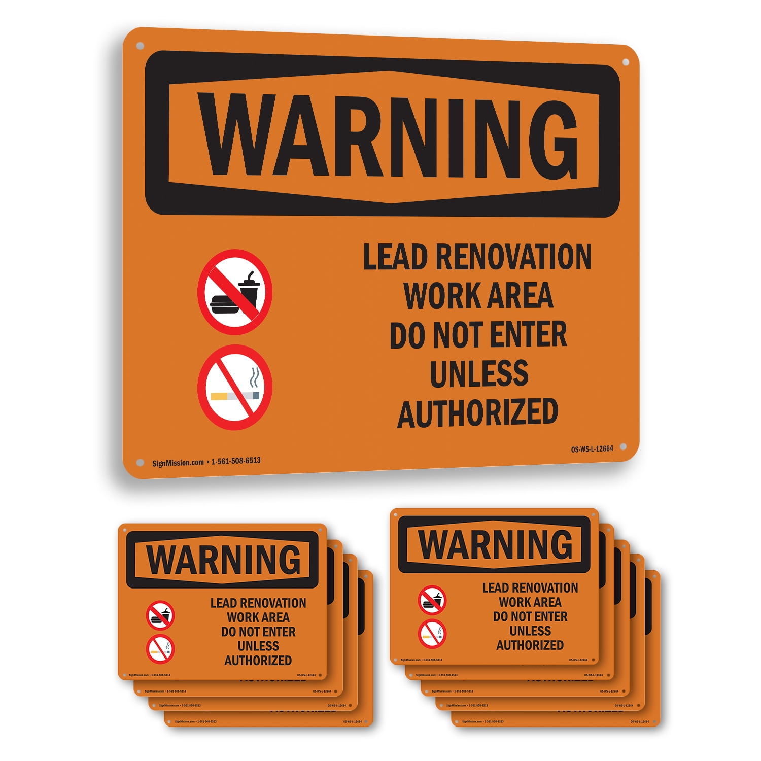 Lead Renovation Work With Symbol OSHA WARNING Aluminum Sign 10 Inch x 7 ...