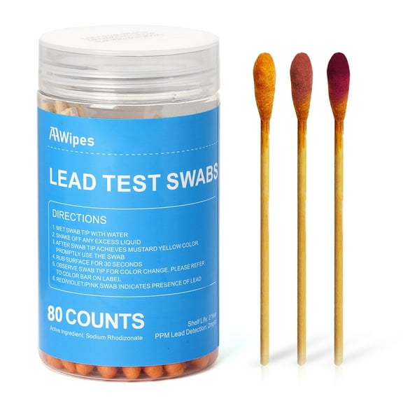 Lead Test Swabs Kit for Dishes Paint Surfaces Lead Tester at Home Only Water Needed Quick Result in 30S Law (LS80B)