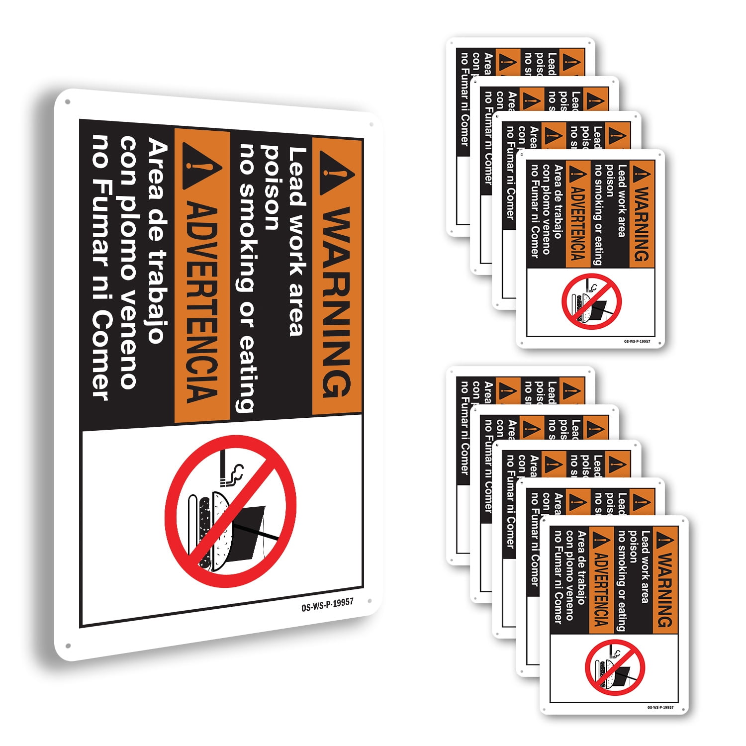 Lead Work Area Poison No Smoking Or Eating ANSI Warning Aluminum Sign ...