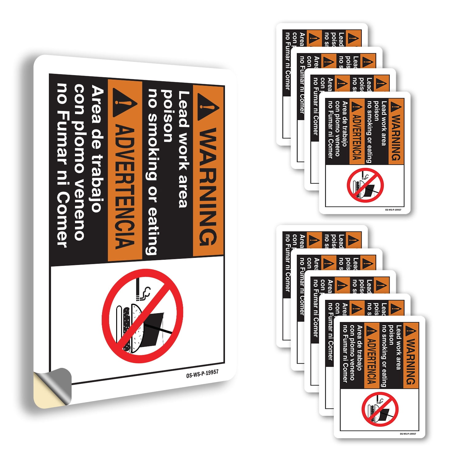 Lead Poison Sticker Lead Work Area Poison No Smoking Or Eating ANSI Warning Vinyl Decal ...