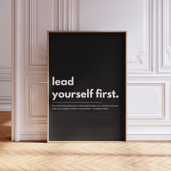 Lead Yourself First Motivational Quote Wall Art, Unframed Canvas Size 8x12