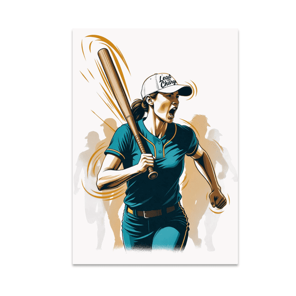 Lead the Charge Softball Leadership Art - Softball Player - 13x19 Poster Print