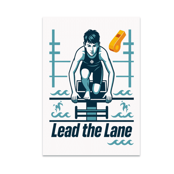 Lead the Lane Swim Captain Wall Art - Swimmer Decor - 13x19 Poster Print
