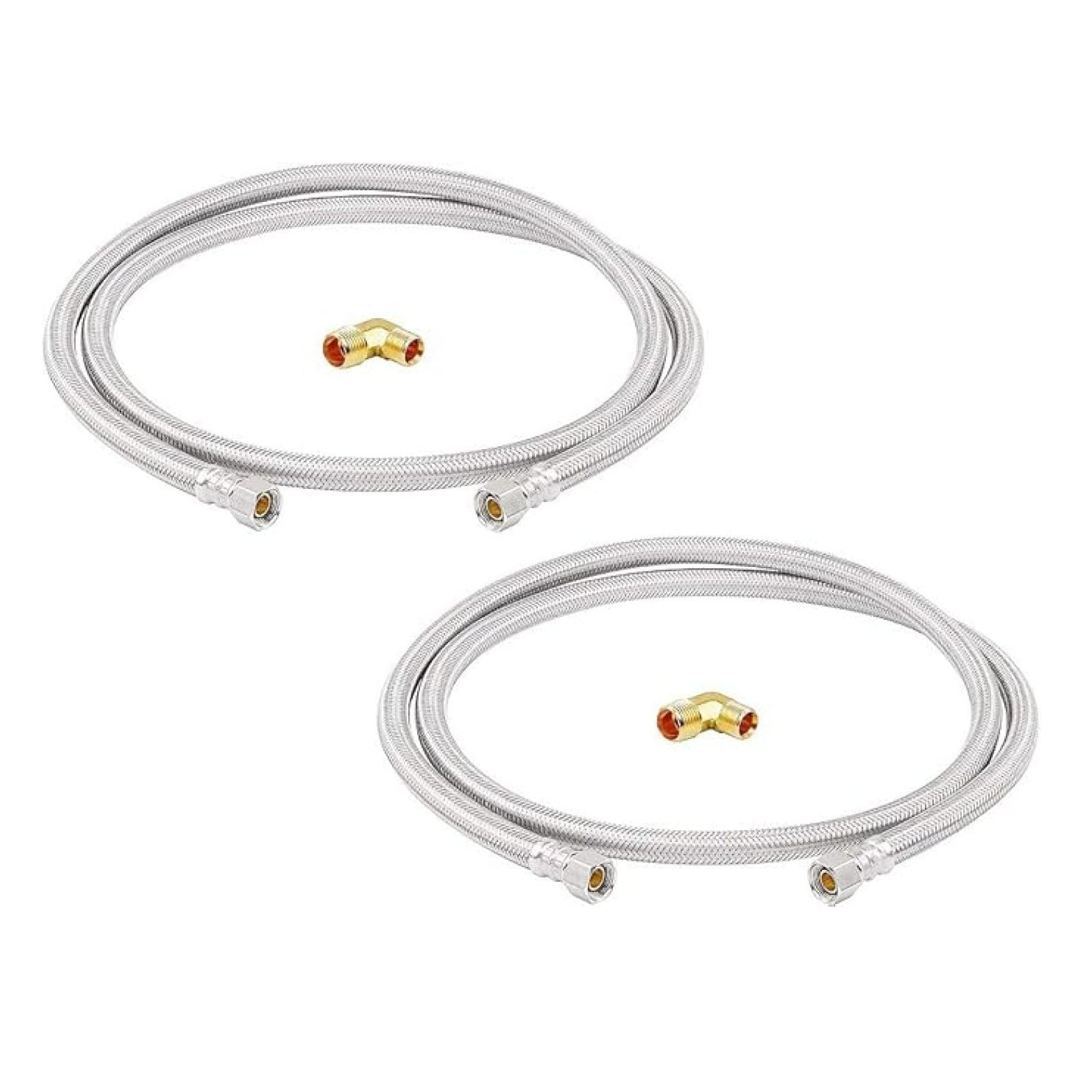 LeadFree 72-Inch Stainless Steel Dishwasher Hose for Cold/Hot Water, Connector, 3/8 Dishwasher Water Supply Line w/ Reducing Elbow